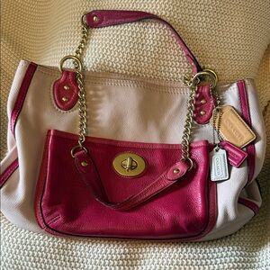 Coach Pink and Cream Shoulder Bag